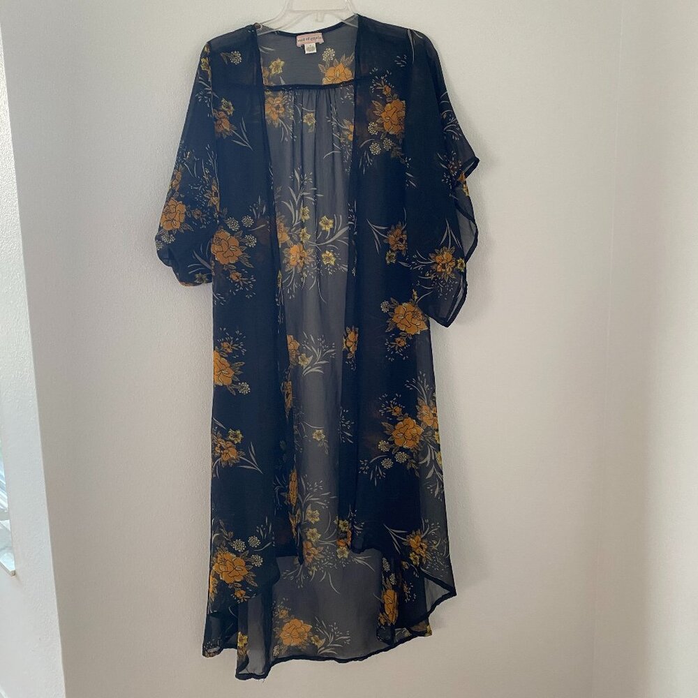 Band of Gypsies Floral Black Boho Duster | size small